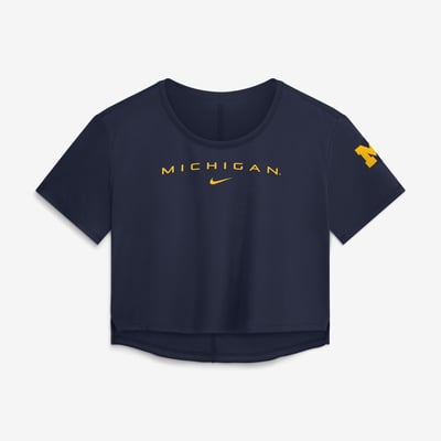 Michigan Wolverines Nike Women's Premium Performance Dri-FIT Cropped Top - Navy