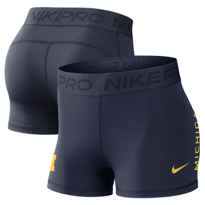 Michigan Wolverines Nike Women's Pro Dri-FIT Mid-Rise Shorts - Navy
