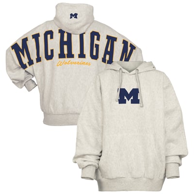 Michigan Wolverines Pressbox Women's Belvedere Oversized Hoodie - Gray