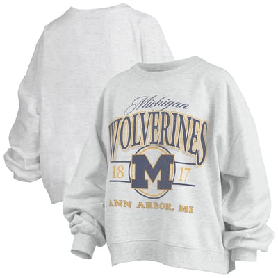 Michigan Wolverines Pressbox Women's Oversized Vinson Melange Janise Sweatshirt - Heather Gray