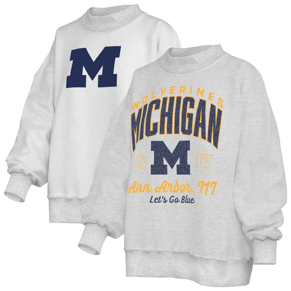  Michigan Wolverines Pressbox Women's Reversible Sweatshirt - Heather Gray