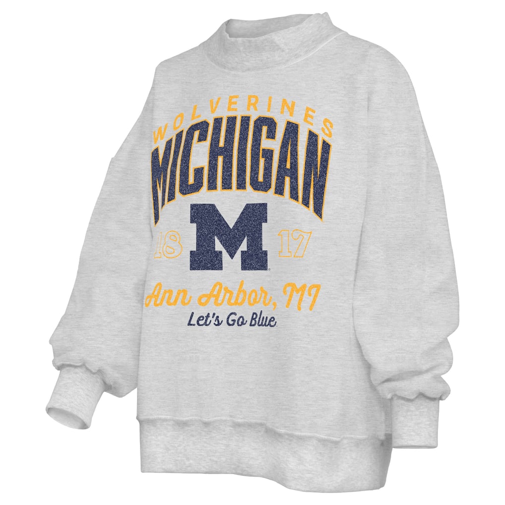  Michigan Wolverines Pressbox Women's Reversible Sweatshirt - Heather Gray