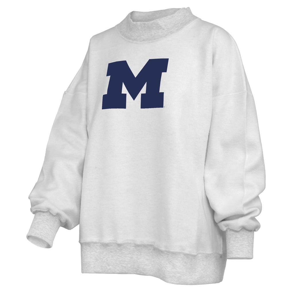  Michigan Wolverines Pressbox Women's Reversible Sweatshirt - Heather Gray