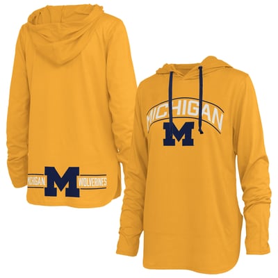 Michigan Wolverines Pressbox Women's Allie Long Sleeve Hooded T-Shirt - Maize
