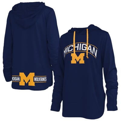 Michigan Wolverines Pressbox Women's Allie Long Sleeve Hooded T-Shirt - Navy
