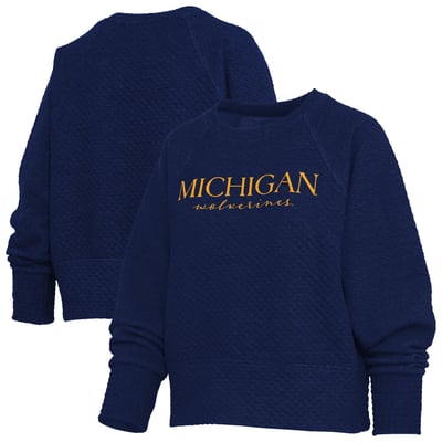 Michigan Wolverines Pressbox Women's Champagne Nova Quilted Sweatshirt - Navy