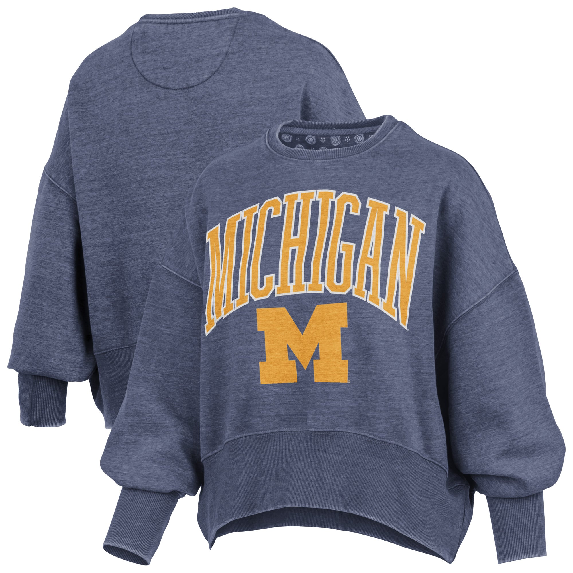 Michigan Women's Pressbox Navy Oversized Crewneck