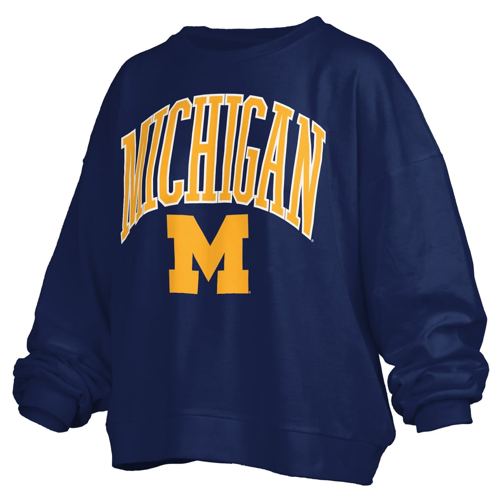  Michigan Wolverines Pressbox Women's Plus Size Nelson Janise Sweatshirt - Navy