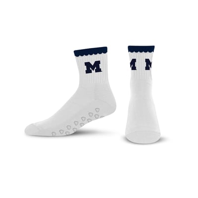  Michigan Wolverines PRO Compression Women's Heartshape Grippers Yoga-Pilates Quarter Socks - White
