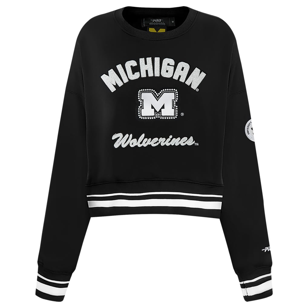  Michigan Wolverines Pro Standard Women's Pearl Cropped Pullover Sweatshirt - Black