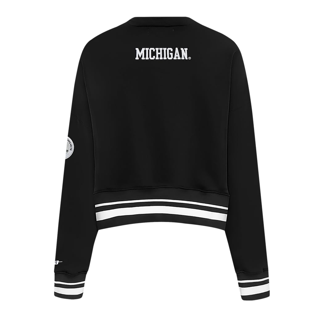  Michigan Wolverines Pro Standard Women's Pearl Cropped Pullover Sweatshirt - Black