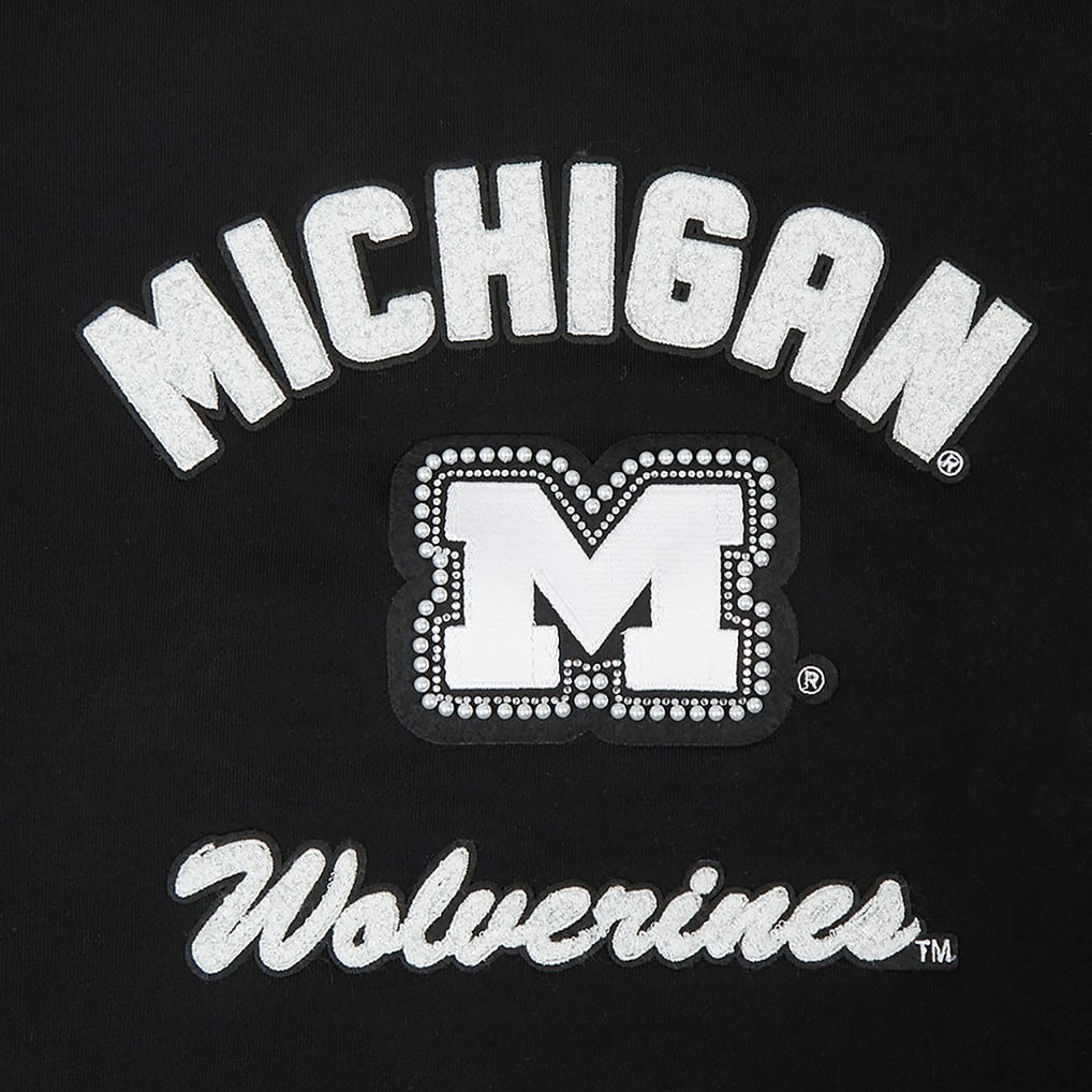  Michigan Wolverines Pro Standard Women's Pearl Cropped Pullover Sweatshirt - Black