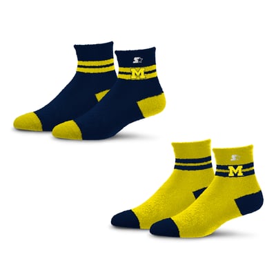 Michigan Wolverines Starter Women's Cozy Cuff Stripes Quarter-Length Plush Socks