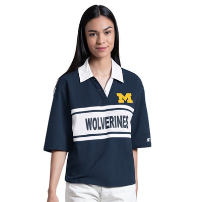 Michigan Wolverines Starter Women's Outfielder Polo - Navy