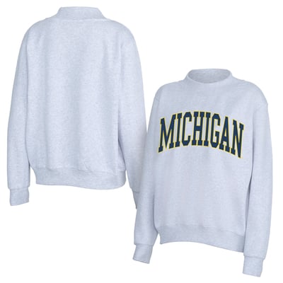 Michigan Wolverines ZooZatz Women's Team Arch Mock Neck Sweatshirt - Gray
