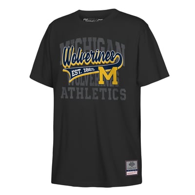  Michigan Wolverines Mitchell & Ness Youth Retro Sweeper T-Shirt - Black