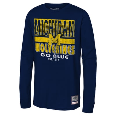 Michigan Wolverines Youth Retro Big Game Long Sleeve T-Shirt - Navy