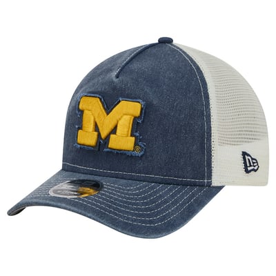Michigan Wolverines New Era Youth 9Forty A-Frame M-Crown Retro Adjustable Trucker Hat - Navy