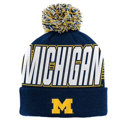Michigan Wolverines Outerstuff Youth Cuffed Knit Hat with Pom - Navy