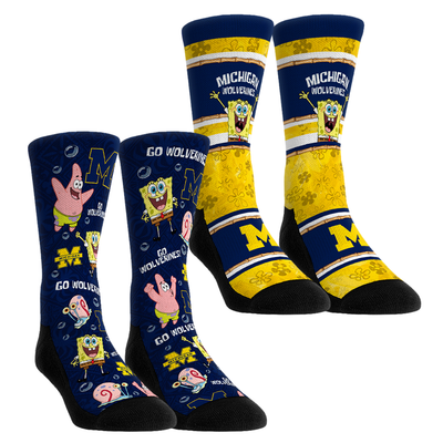  Michigan Wolverines Rock Em Youth SpongeBob SquarePants Two-Pack Crew Socks Set - Blue