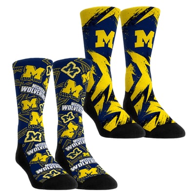  Michigan Wolverines Rock Em Youth Game Day Two-Pack Crew Socks Set - Yellow
