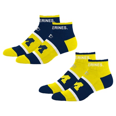 Michigan Wolverines Starter Youth Season Opener Two-Pack Quarter Socks Set - Navy
