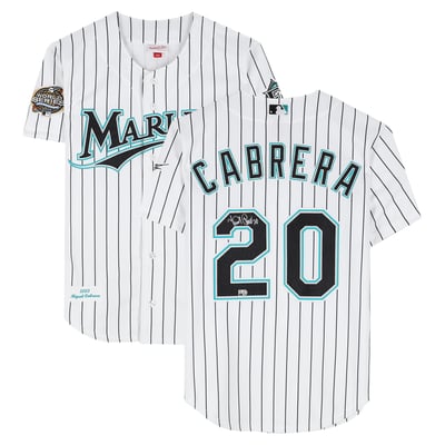 Miguel Cabrera Florida Marlins Autographed Fanatics Authentic White Mitchell & Ness 2003 Authentic Jersey 