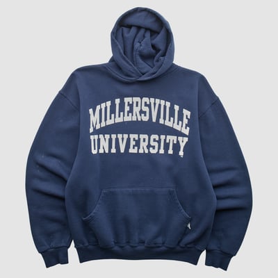 Millersville Marauders Russell 2000s Hooded Pullover Sweatshirt - Navy - S by Fanatics Real Vintage