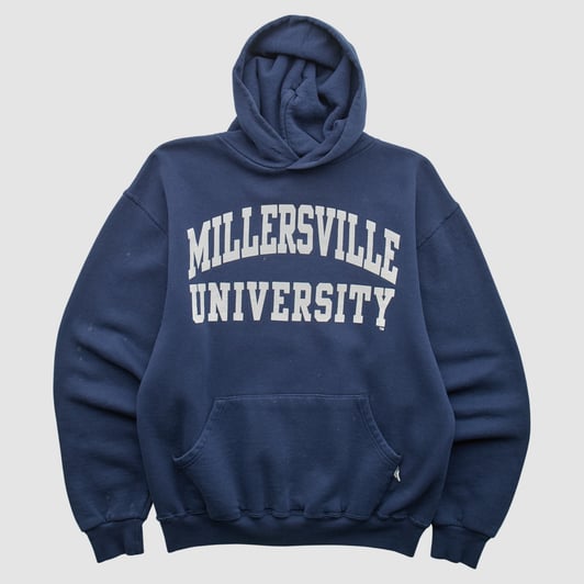 Millersville Marauders Russell 2000s Hooded Pullover Sweatshirt - Navy - S by Fanatics Real Vintage