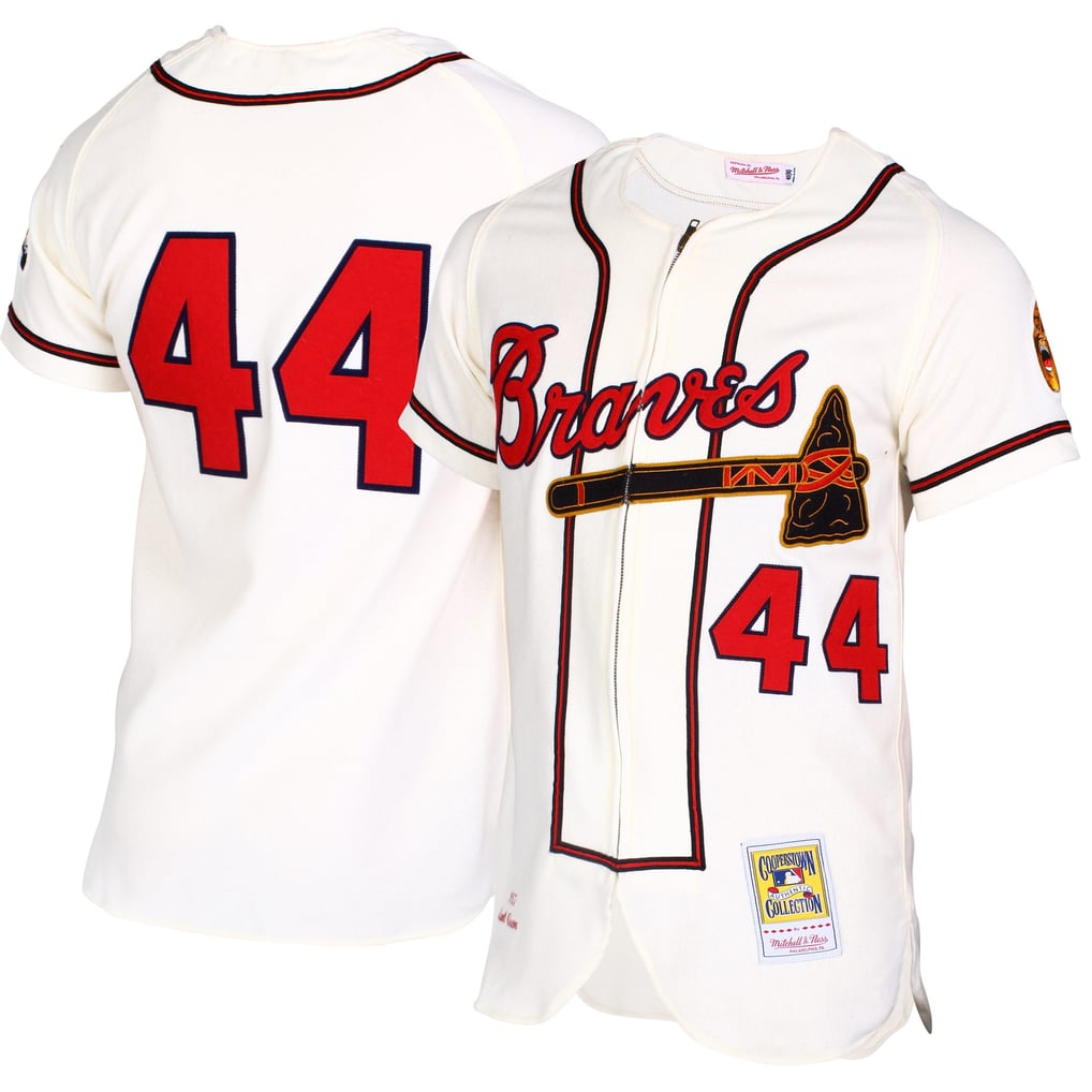 Mens Atlanta Braves Hank Aaron Mitchell & Ness Cream MLB Authentic 