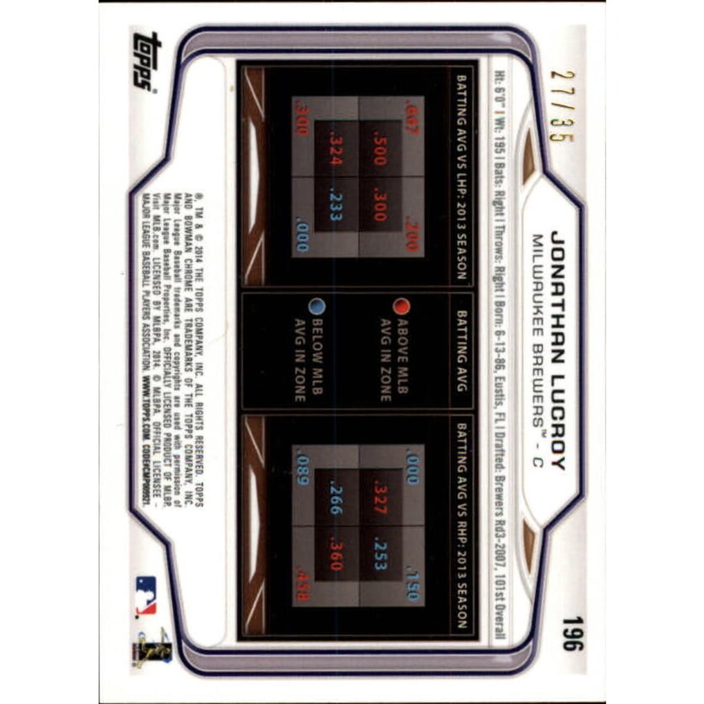 2014 Bowman Chrome Black Static Refractors #196 Jonathan Lucroy