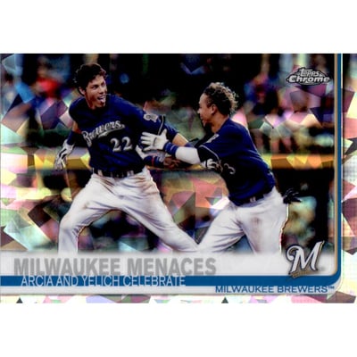2019 Topps Chrome Sapphire #625 Milwaukee Menaces/Christian Yelich/Orlando Arcia