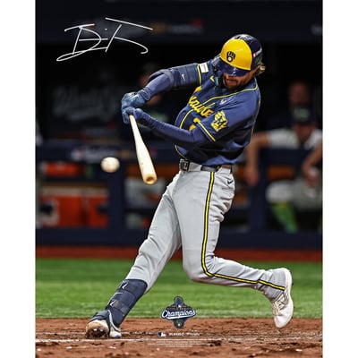 Brice Turang Milwaukee Brewers Autographed Fanatics Authentic 2026 World Series Champions 16" x 20" Photograph 