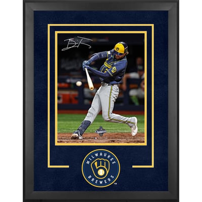 Brice Turang Milwaukee Brewers Autographed Fanatics Authentic 2026 World Series Champions Deluxe Framed 16" x 20" Photograph 