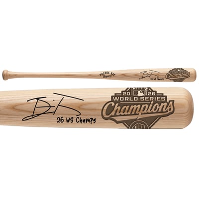Brice Turang Milwaukee Brewers Autographed Fanatics Authentic 2026 World Series Champions Pillbox Bat Company Bat with "26 WS Champs" Inscription 