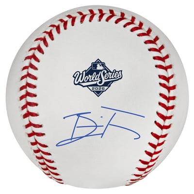 Brice Turang Milwaukee Brewers Autographed Fanatics Authentic 2026 World Series Logo Baseball