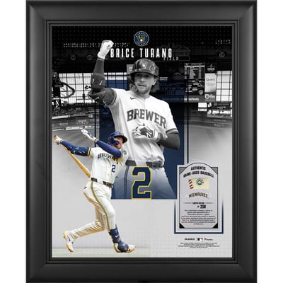 Brice Turang Milwaukee Brewers Fanatics Authentic Framed 11" x 14" Showcase Collage with a Piece of Game-Used Ball - Limited Edition of 250