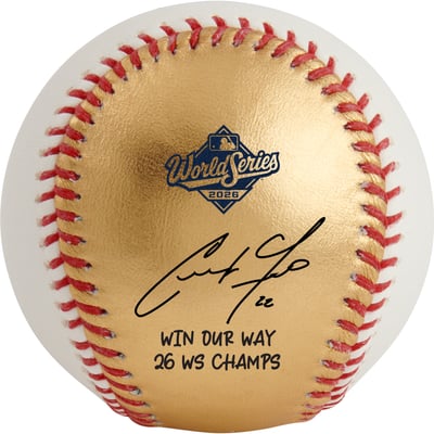 Christian Yelich Milwaukee Brewers Autographed 2026 World Series Champions Gold Baseball with Multiple Inscriptions - Limited Edition #1/1