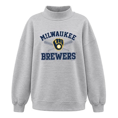 Milwaukee Brewers Soft as a Grape Girls Youth Mock Neck Sweatshirt - Gray