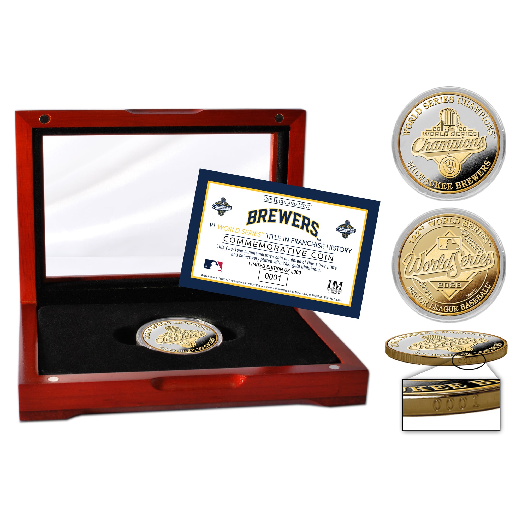 Milwaukee Brewers Highland Mint 2026 World Series Champions Two-Tone Coin