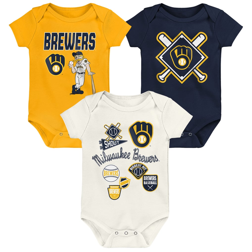 Milwaukee Brewers Outerstuff Infant Home Plate 3-Piece Bodysuit Set