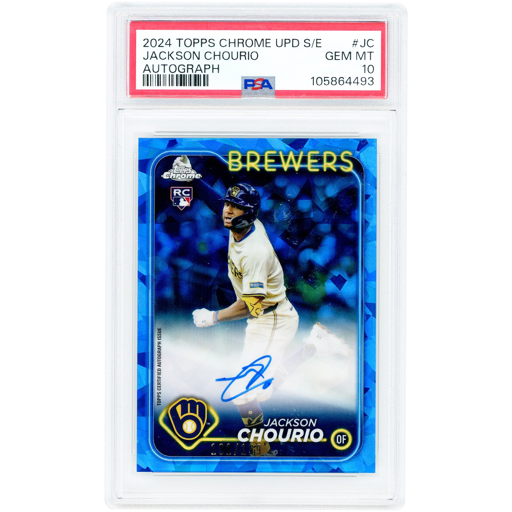 Jackson Chourio Milwaukee Brewers Autographed 2024 Topps Chrome 