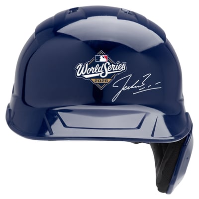 Jacob Misiorowski Milwaukee Brewers Autographed 2026 World Series Champions Logo Navy Batting Helmet - Limited Edition #1/1