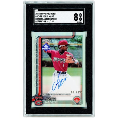 Jesús Made Milwaukee Brewers Autographed 2025 Topps Pro Debut Chrome Refractor #PDC-39 #141/199 SGC Authenticated 8 Card
