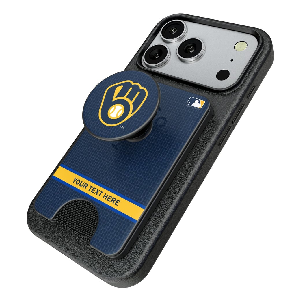 Milwaukee Brewers Keyscaper Personalized Solid PopSockets Magnetic Wallet