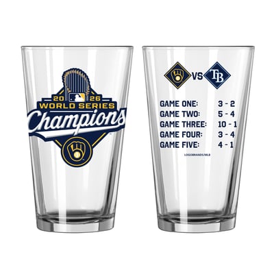 Milwaukee Brewers Logo Brands 2026 World Series Champions Two-Pack 16oz. Score Recap Pint Glass