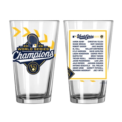 Milwaukee Brewers Logo Brands 2026 World Series Champions Two-Piece 16oz. Player Roster Pint Glass Set