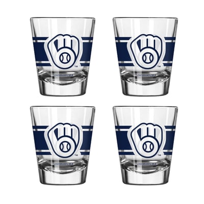 Milwaukee Brewers Logo Brands Four-Piece Stripe Shot Glass Set