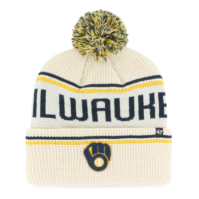 Milwaukee Brewers '47 Quattrle Cuffed Knit Hat with Pom - Natural