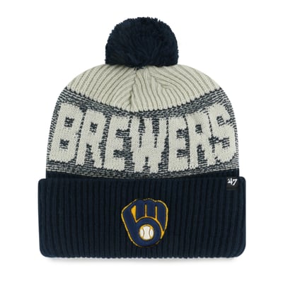Milwaukee Brewers '47 Bone Chill Cuffed Knit Hat with Pom - Navy